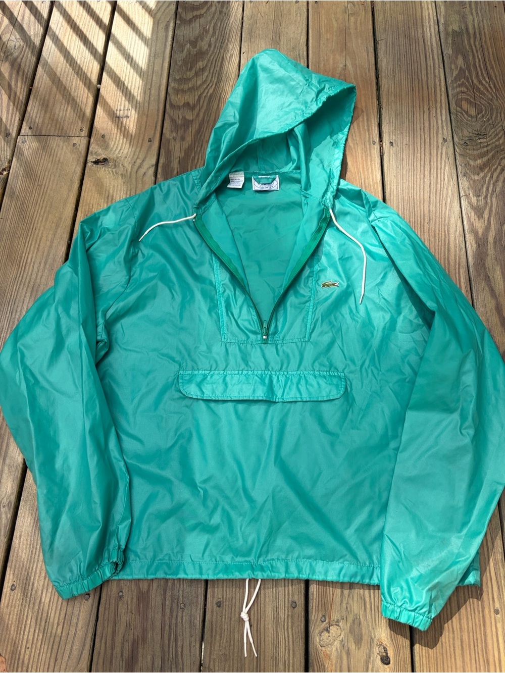 Lacoste Teal Hooded Pullover Rain Jacket